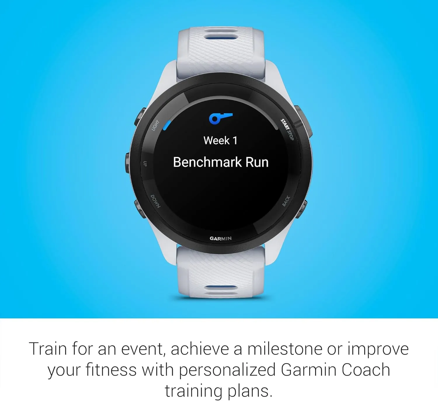Garmin Forerunner 265 Running Smartwatch, Colorful AMOLED Display, Training Metrics and Recovery Insights, Whitestone and Tidal Blue