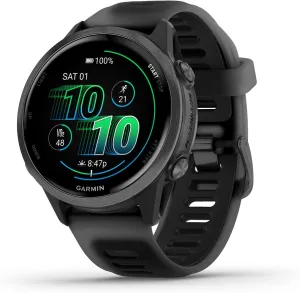 Garmin® Forerunner® 570, 42mm, Advanced GPS Running and Triathlon Smartwatch, AMOLED Display, Training and Recovery Features, Slate Gray Aluminum with Translucent Black/Black Band