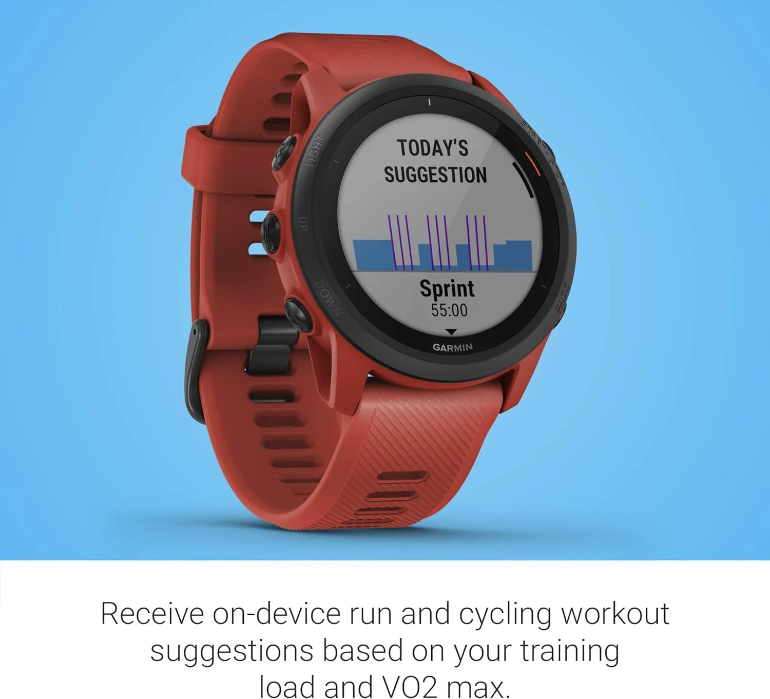 Garmin Forerunner 745, GPS Running Watch, Detailed Training Stats and On-Device Workouts, Essential Smartwatch Functions, Red