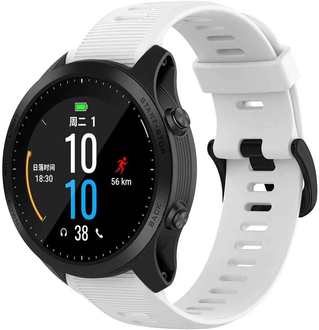 Garmin Forerunner 945 Bundle, Premium GPS Running/Triathlon Smartwatch with Music Included Wearable4U 3 Straps Bundle (White/Teal/Purple)