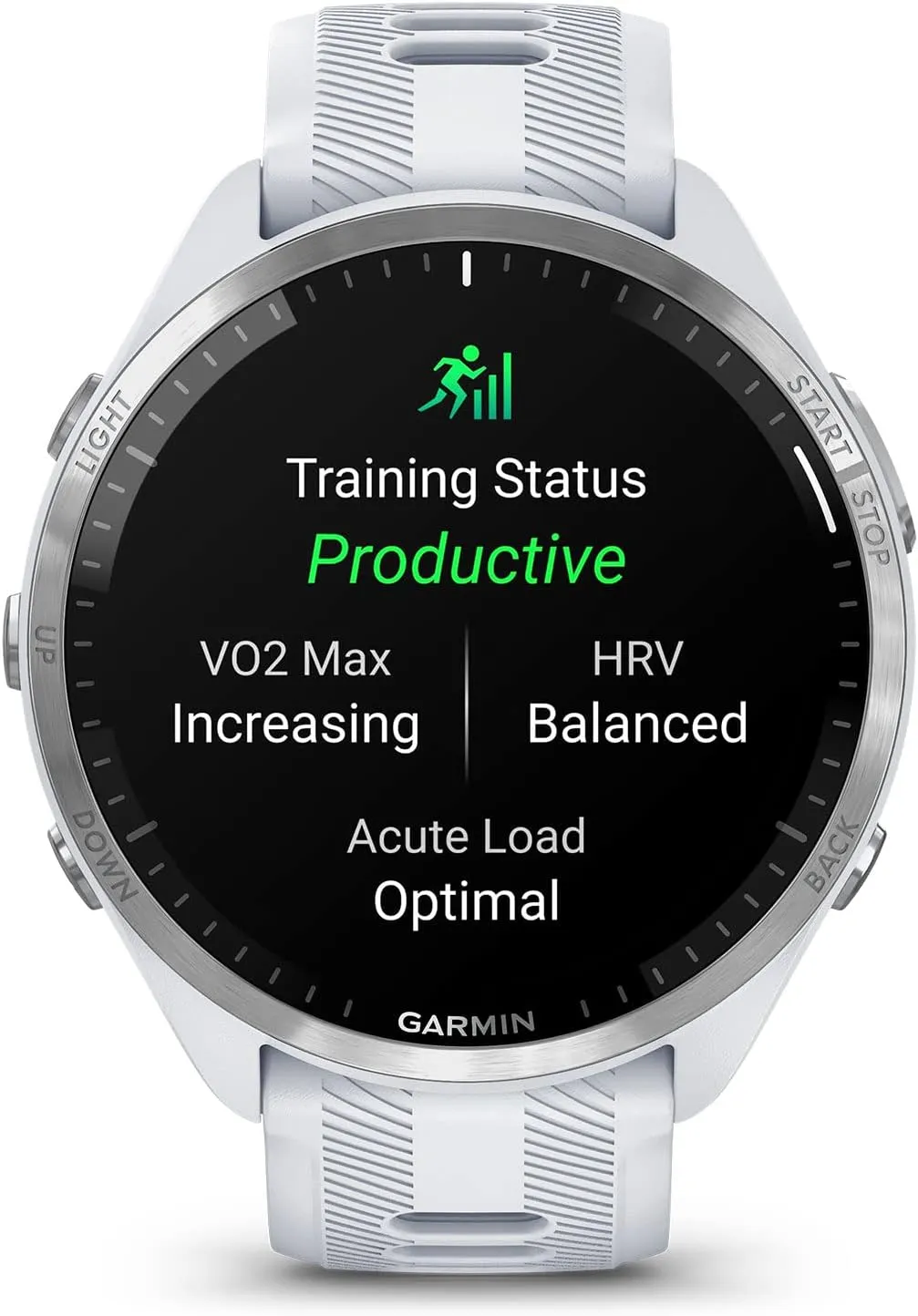 Garmin Forerunner® 965 Running Smartwatch, Colorful AMOLED Display, Training Metrics and Recovery Insights, Whitestone and Powder Gray