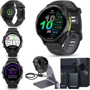 Garmin Forerunner 970 GPS Running Smartwatch, Black | Premium Training & Recovery, Sleep Coach, Heart Rate, Download Music, Up to 15 Day Battery | Signature Series Gift Bundle