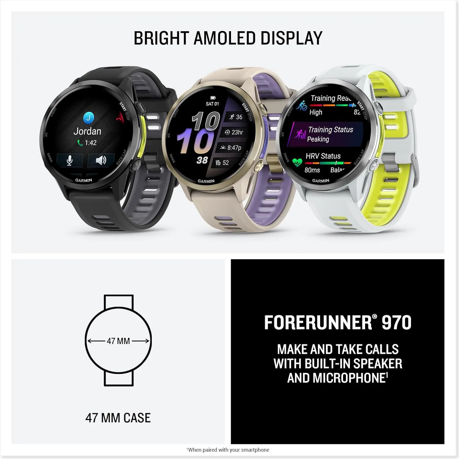 Garmin Forerunner 970 GPS Running Smartwatch, Black | Premium Training & Recovery, Sleep Coach, Heart Rate, Download Music, Up to 15 Day Battery | Signature Series Gift Bundle