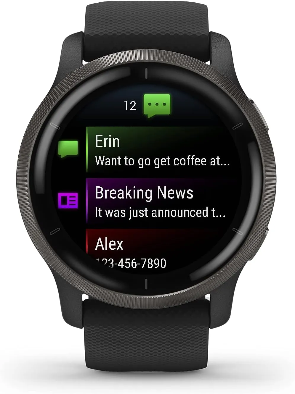 Garmin Venu 2, GPS Smartwatch with Advanced Health Monitoring and Fitness Features, Slate Bezel with Black Case and Silicone Band , 27.9 mm
