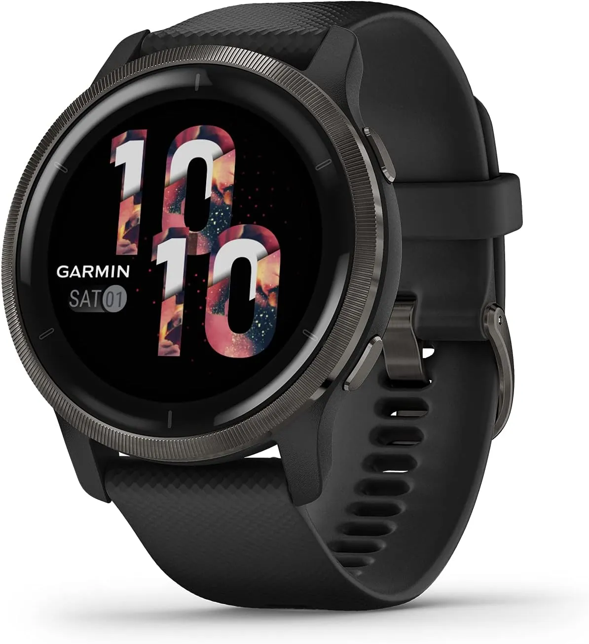 Garmin Venu 2, GPS Smartwatch with Advanced Health Monitoring and Fitness Features, Slate Bezel with Black Case and Silicone Band , 27.9 mm