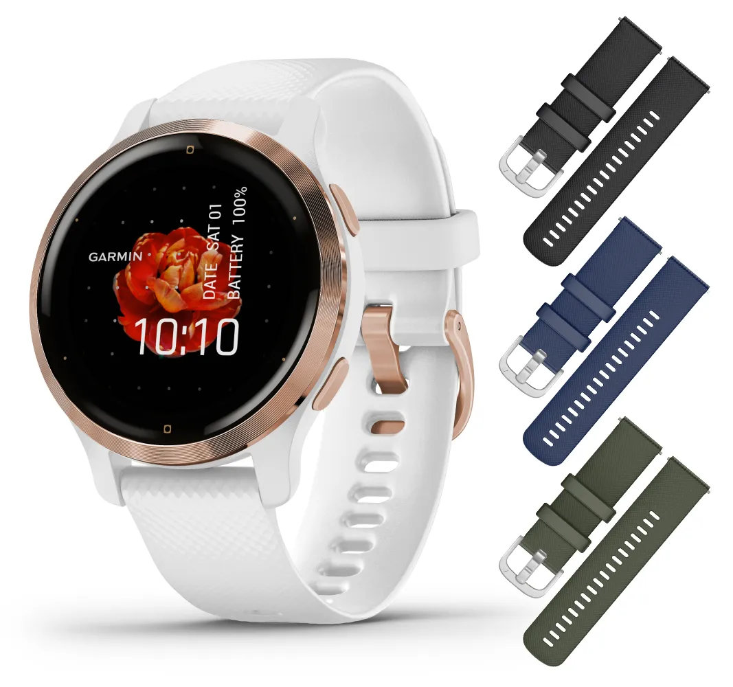 Garmin Venu 2/2S GPS Smartwatch with Advanced Health Monitoring and Fitness Features with Wearable4U 3x Wristband Strap Bundle