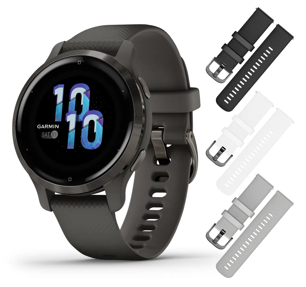 Garmin Venu 2/2S GPS Smartwatch with Advanced Health Monitoring and Fitness Features with Wearable4U 3x Wristband Strap Bundle