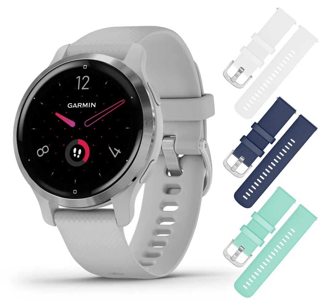 Garmin Venu 2/2S GPS Smartwatch with Advanced Health Monitoring and Fitness Features with Wearable4U 3x Wristband Strap Bundle