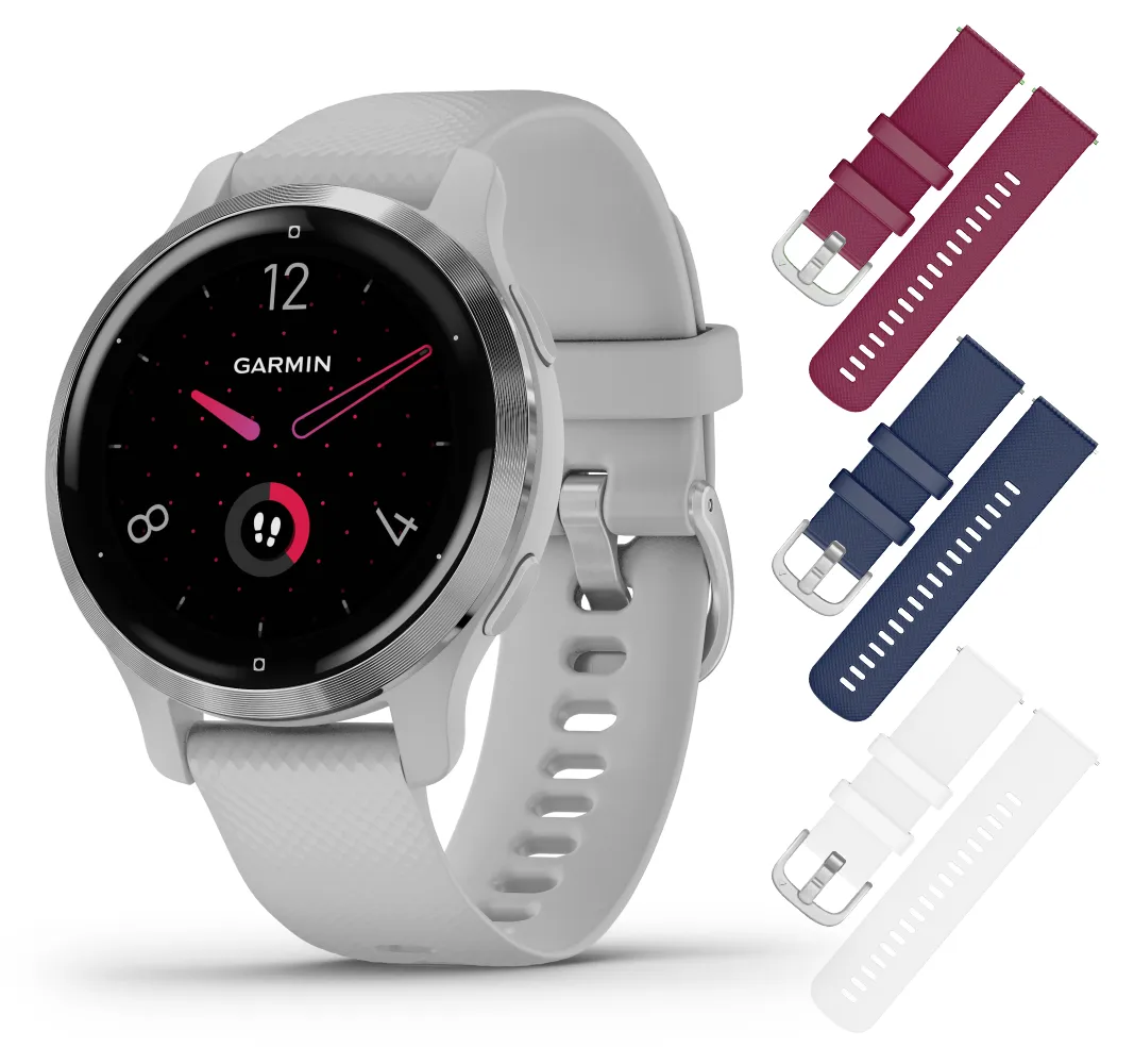 Garmin Venu 2/2S GPS Smartwatch with Advanced Health Monitoring and Fitness Features with Wearable4U 3x Wristband Strap Bundle