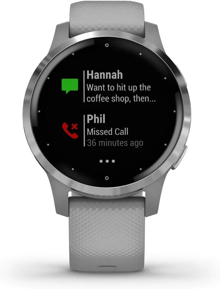 Garmin vivoactive 4S, Smaller-Sized GPS Smartwatch, Features Music, Body Energy Monitoring, Animated Workouts, Pulse Ox Sensors and More, Silver with Gray Band (Renewed)