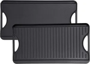 GasSaf Cast Iron Reversible Griddle with Handles, 20 Inch x 10.5 Inch Big Grill Pan for Stovetop