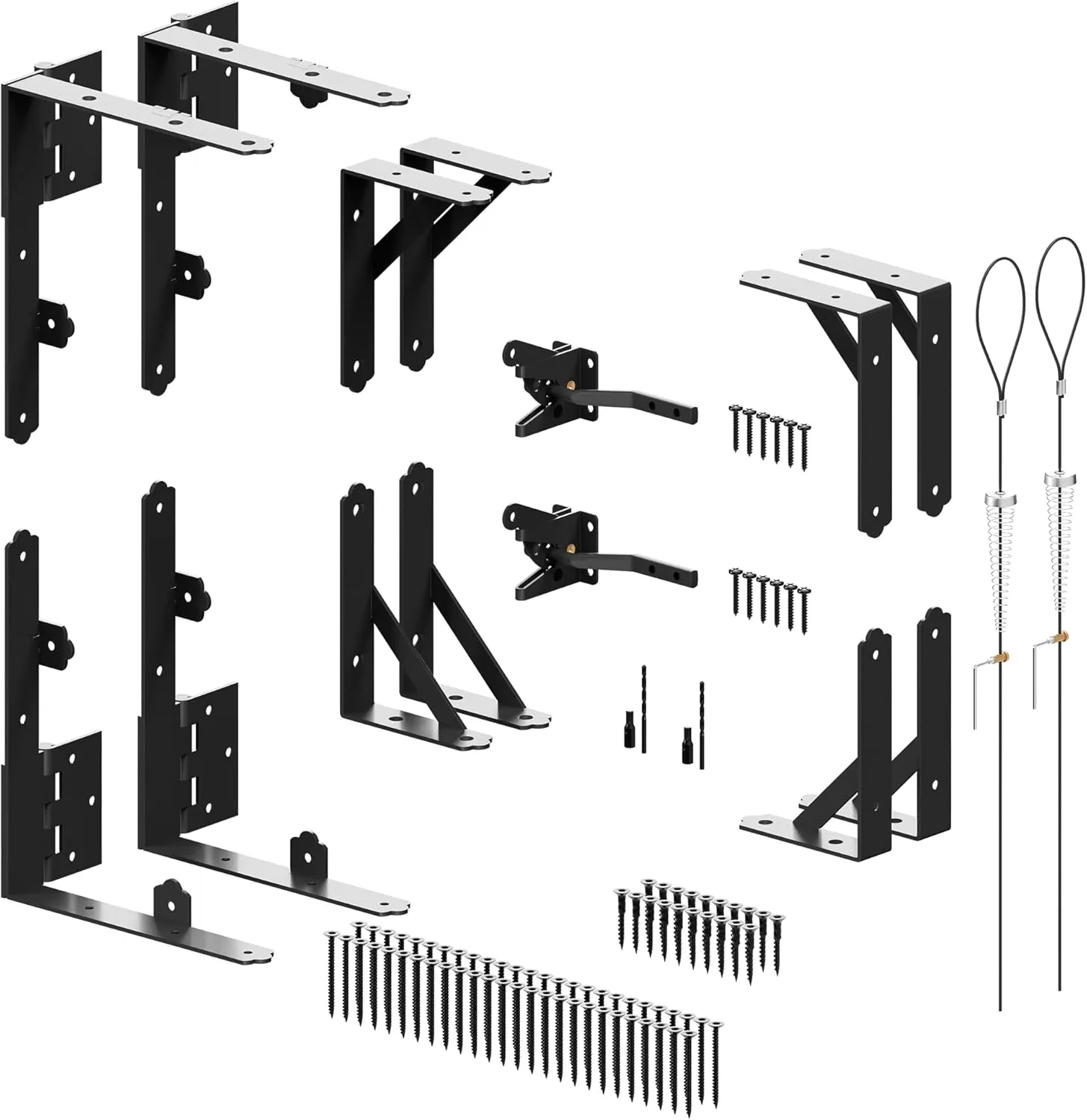 Gate Corner Brace Bracket Anti Sag Gate Frame Kit with Self-Locking Gate Latch, Heavy Duty Gate Repair Kit for Wooden Fence, Driveway Gates, Shed Doors, Wood Windows,Gate Support Hardware Kit, 2 Pack