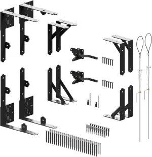 Gate Corner Brace Bracket Anti Sag Gate Frame Kit with Self-Locking Gate Latch, Heavy Duty Gate Repair Kit for Wooden Fence, Driveway Gates, Shed Doors, Wood Windows,Gate Support Hardware Kit, 2 Pack