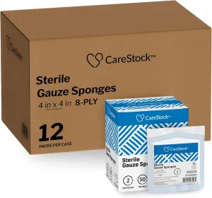Gauze Sponge 4x4 [1200 Count] Sterile Gauze Pads, 8-Ply, Medical Grade Cotton Wound Dressing for First Aid Kit – 2 Per Pouch, 600 Packs