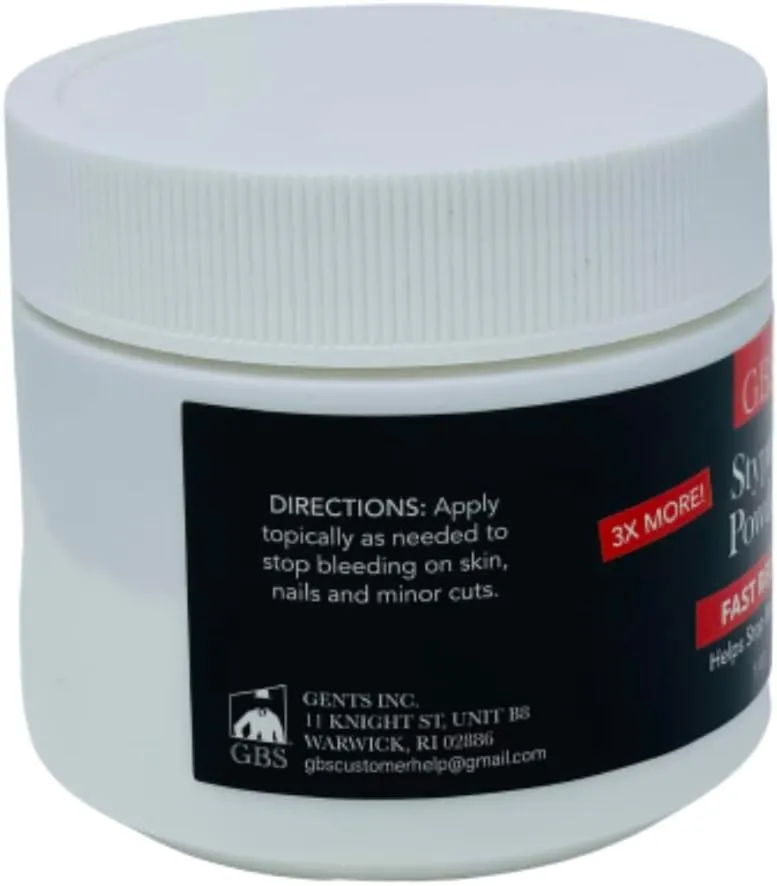 G.B.S Styptic Powder with Sealed Top   Scoop Quick Stop Bleeding, Nick Relief First Aid Useful for Minor Cuts, Nosebleeds, Camping Safety Survival Kit (5oz)