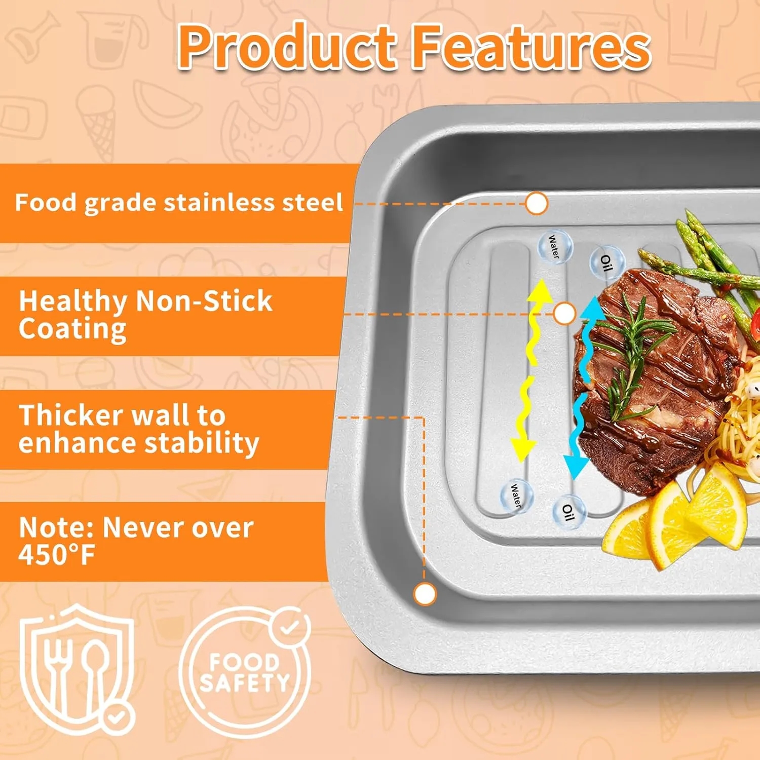 GCQ Air Fryer Tray for Emeril Lagasse Dual Zone 360 Air Fryer Oven 25 QT Extra Large, 14''×12'' Steel Air Fryer Accessories Grill Pan Grill Plate Crisper Plate Replacement Parts Rack