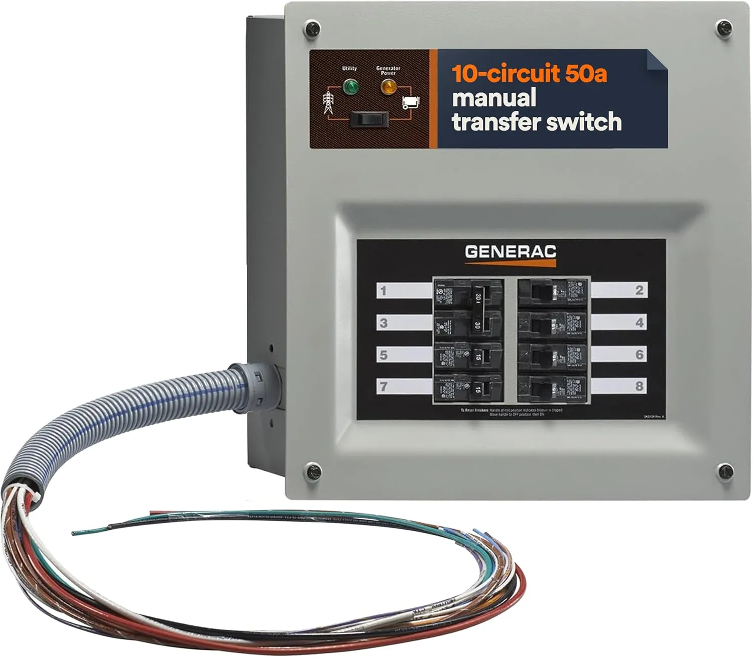 Generac 9854 HomeLink 50-Amp Indoor Pre-Wired Manual Transfer Switch Kit: Seamless Power Transition for Your Home