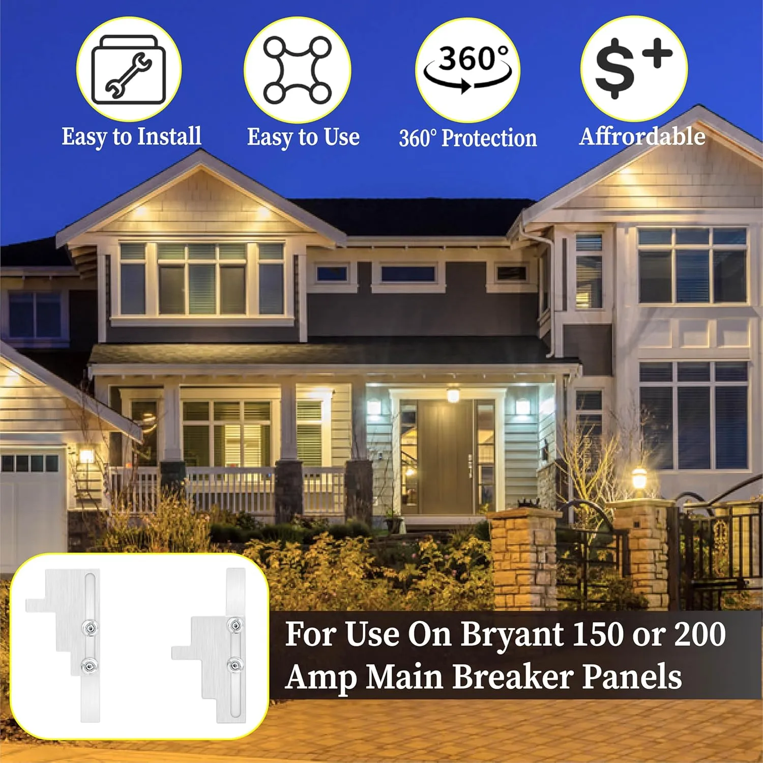 Generator Interlock Kit Compatible with Bryant 150 or 200 Amp Main Breaker Panels Electrical Interlocking Panel(BR150)