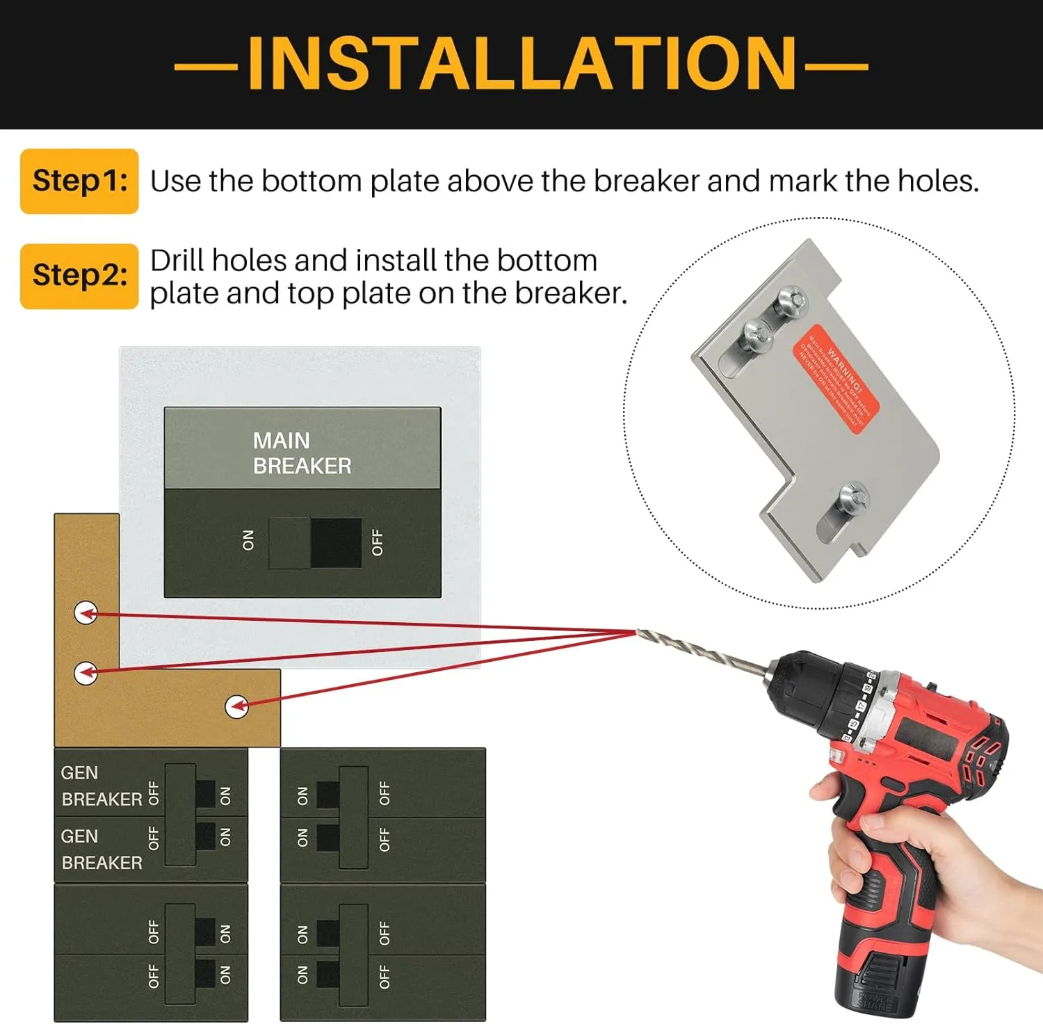 Generator Interlock Kit fit for Horizontal Main Cutler Hammer CH Series 150 or 200 amp Panels, TAN Breaker ONLY. 1 1/2 Inch Spacing Between Main and Branch Breaker