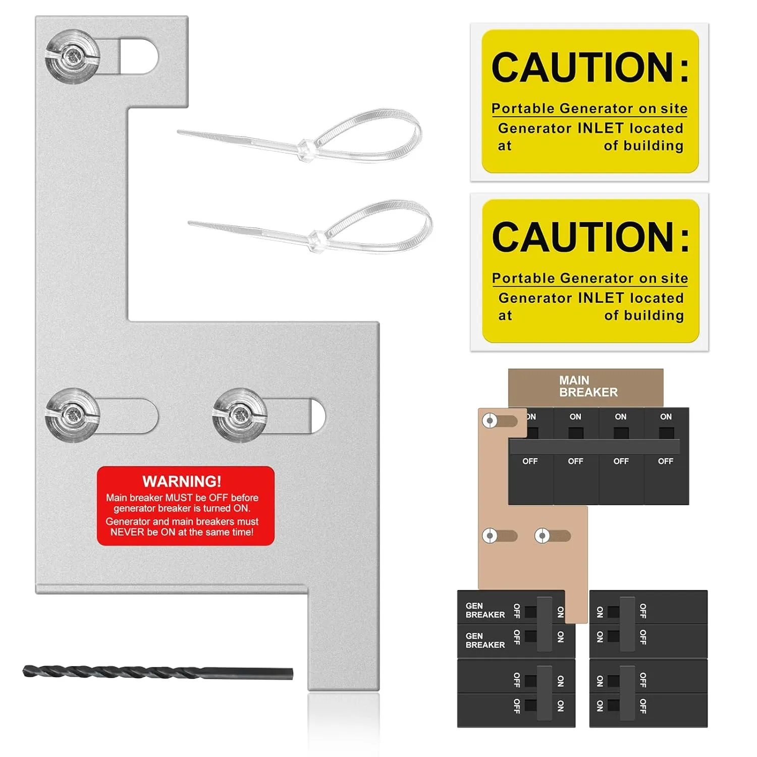 Generator Interlock Kit for GE General Electric Vertical Main 150 or 200 Amp Panels. 2 1/4 Inch Spacing Between Main and Branch Breakers, Generator Electrical Interlock Kit