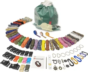 Giroa Paracord 550 Combo Kit, 36 Colors Paracord Ropes with 45 Accessories and Guidebook, for Making Paracord Bracelets, Lanyards,Outdoor Survival Rope, Cool Handmade Gifts