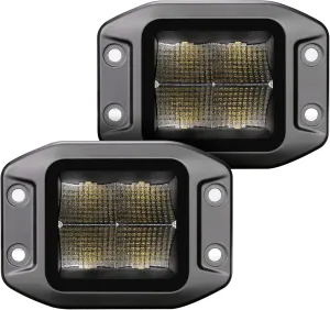 Go Rhino Xplor Lighting: Blackout Series Flush Mount 3x3 LED Cube Flood Light Kit (Pair) | Flush Mount Aluminum, Black | 750400321FCF
