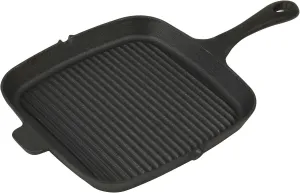 GoodCook Pre-Seasoned Cast Iron Grill Pan, 10.75 Inch, Black