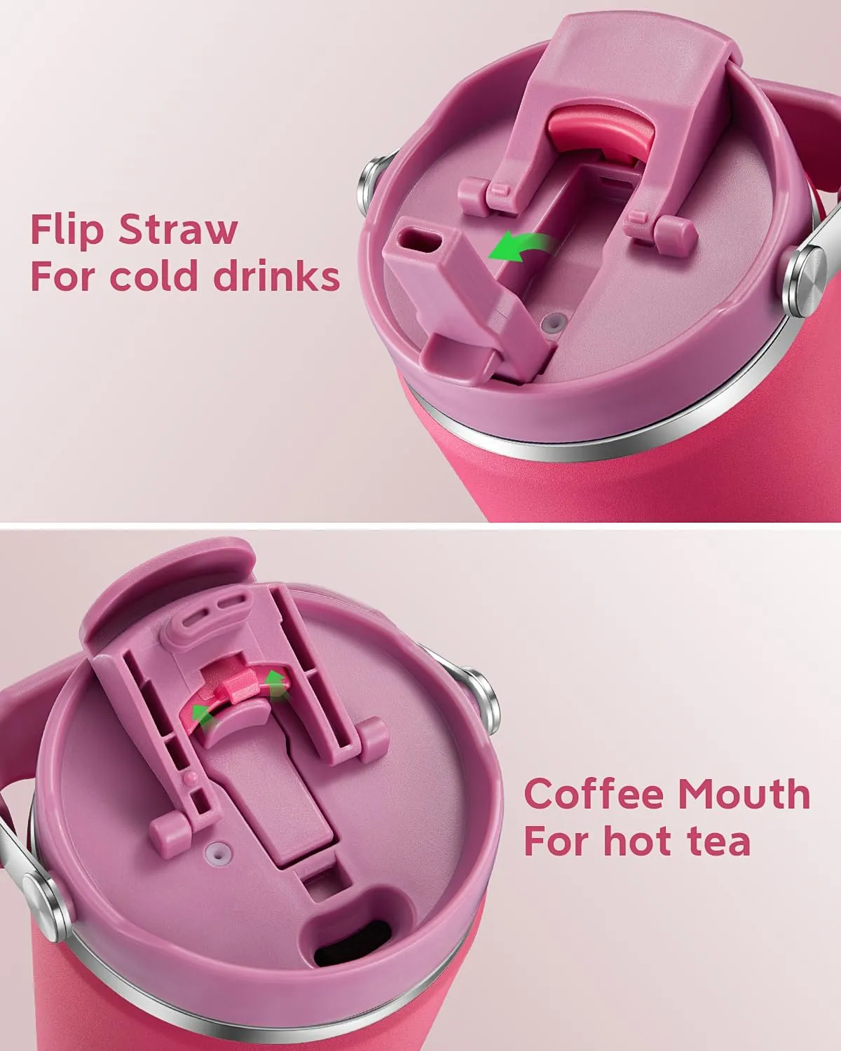 Gpeng 40 oz Tumbler with Handle, Water Bottles with Straw Lid, Insulated Stainless Steel Travel Mug Cup Holder Friendly, Keep Drinks Cold or Hot for 48  Hours