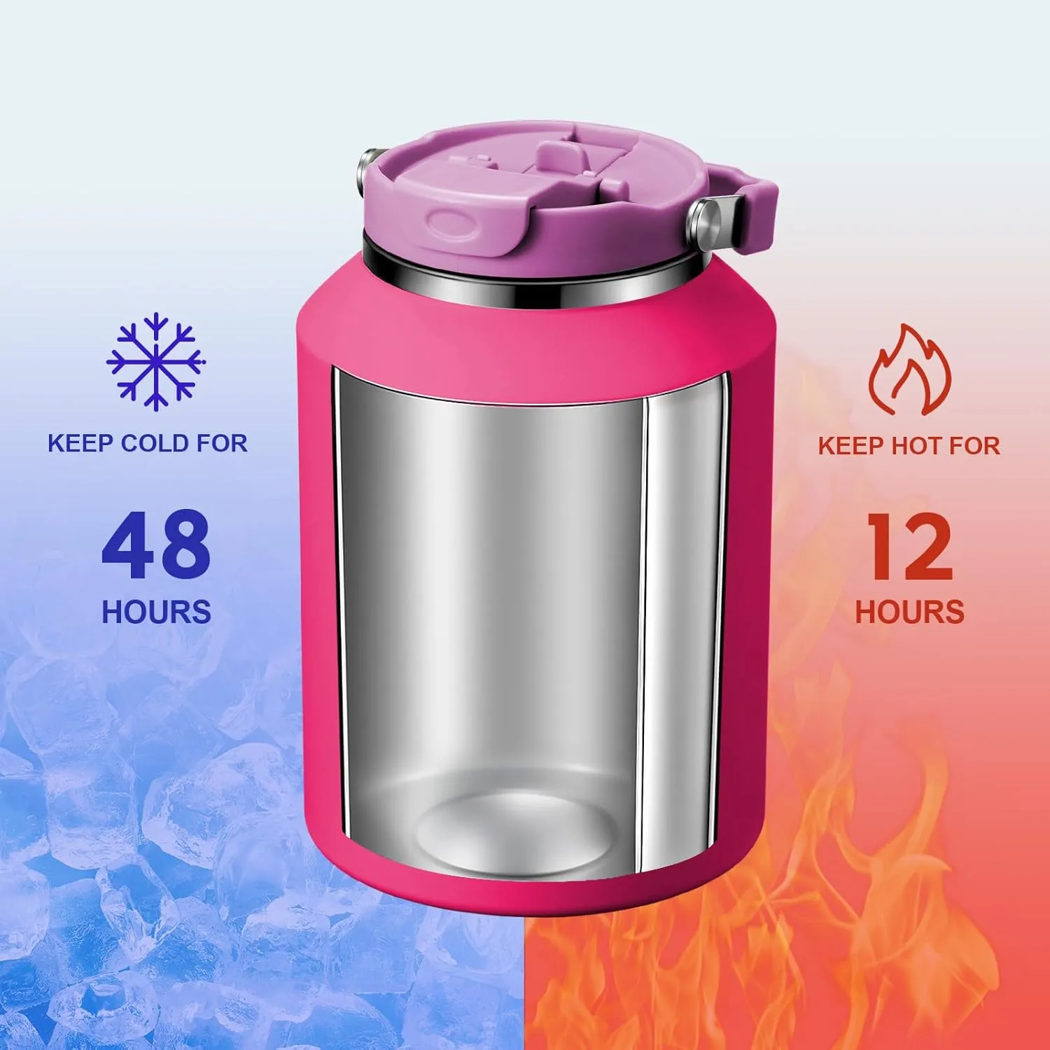 Gpeng 40 oz Tumbler with Handle, Water Bottles with Straw Lid, Insulated Stainless Steel Travel Mug Cup Holder Friendly, Keep Drinks Cold or Hot for 48  Hours
