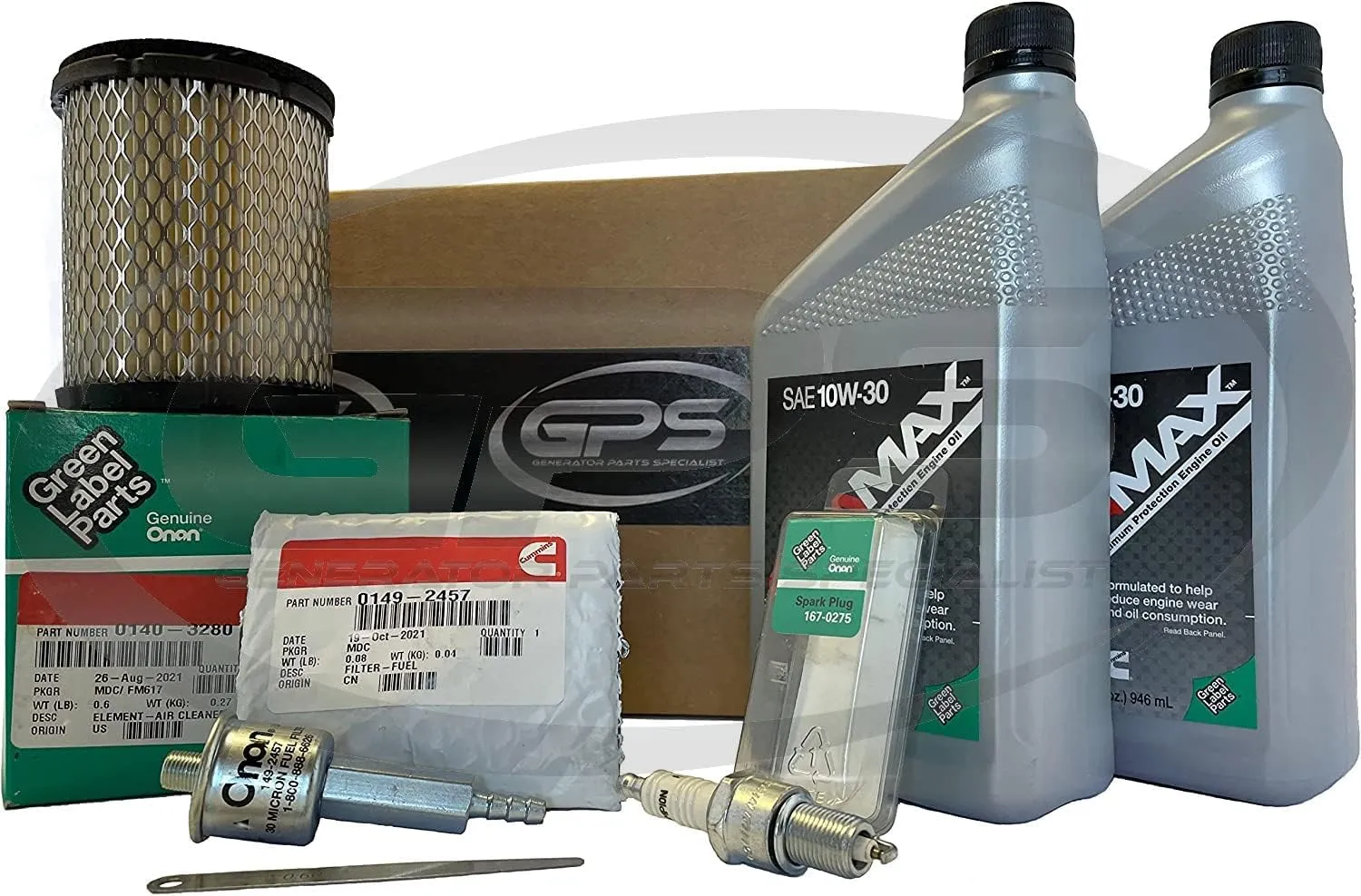 GPS GENERATOR PARTS SPECIALIST Tune Up Kit for Cummins Onan RV Generator Model KY 4000 with ONAMAX 10W30 oil for use with Spec P - R