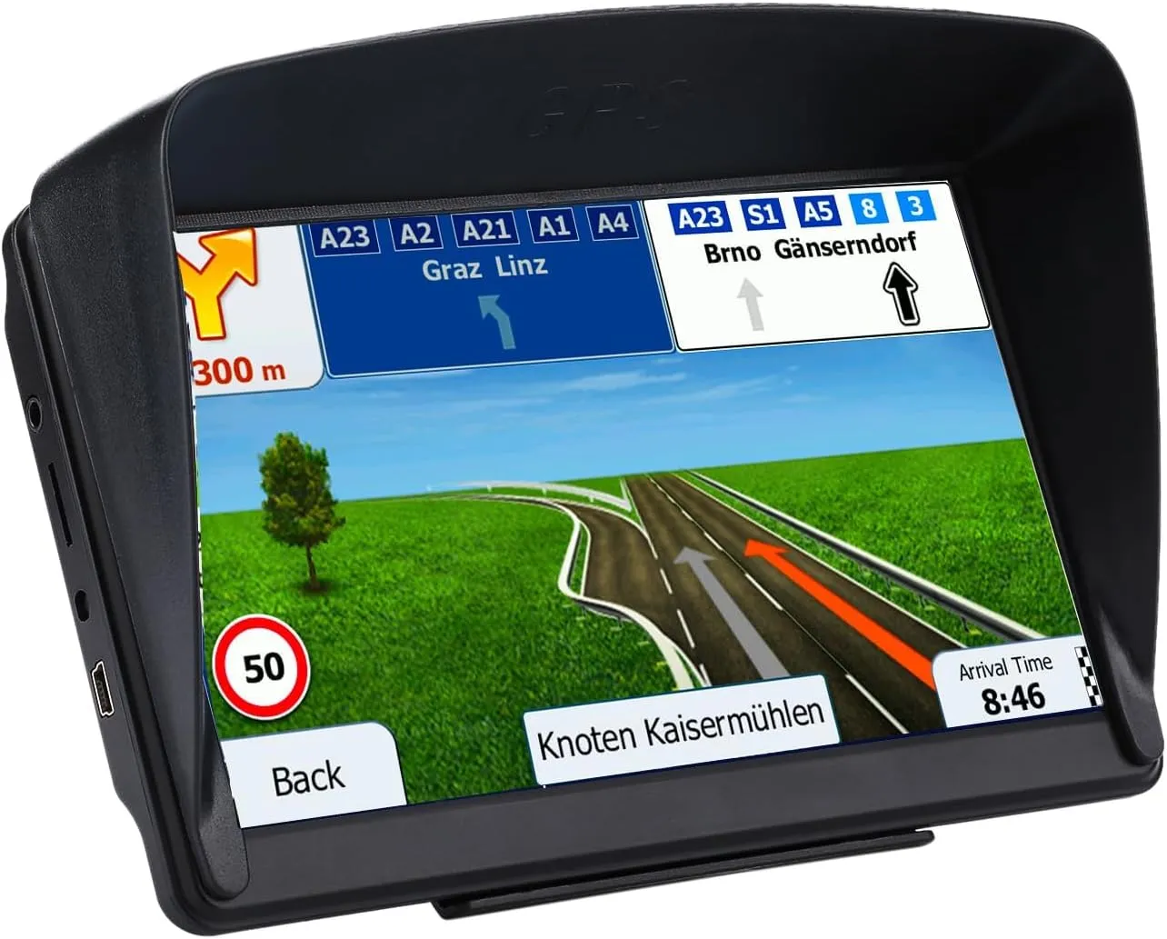 GPS Navigator for Car, Latest LONGRUF 2025 Map 7 inch Real Voice prompts Turn Direction Speed Limit WarningTouch Screen Car GPS, Lifetime Free Update World map