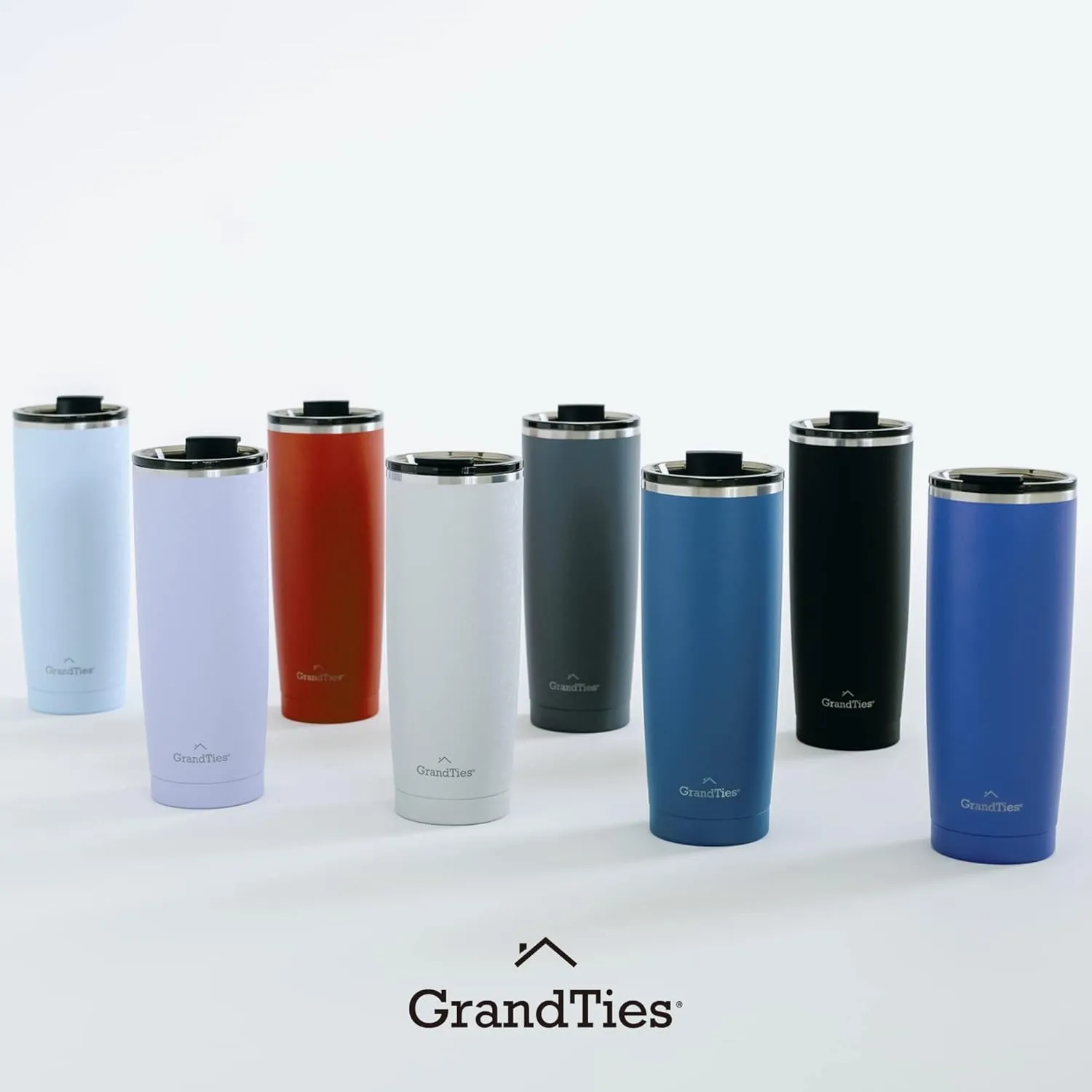 GRANDTIES Insulated Coffee Tumbler Cup w/Tritan Lid | Leak Proof, Reusable, Double Walled Vacuum Stainless Steel Water Bottle Travel Mug | Thermal Cups for Hot and Cold Drinks | 20oz | Periwinkle