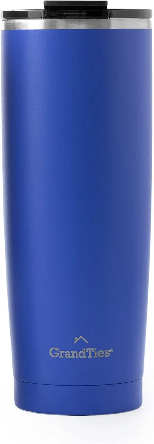 GRANDTIES Insulated Coffee Tumbler Cup w/Tritan Lid | Leak Proof, Reusable, Double Walled Vacuum Stainless Steel Water Bottle Travel Mug | Thermal Cups for Hot and Cold Drinks | 20oz | Periwinkle