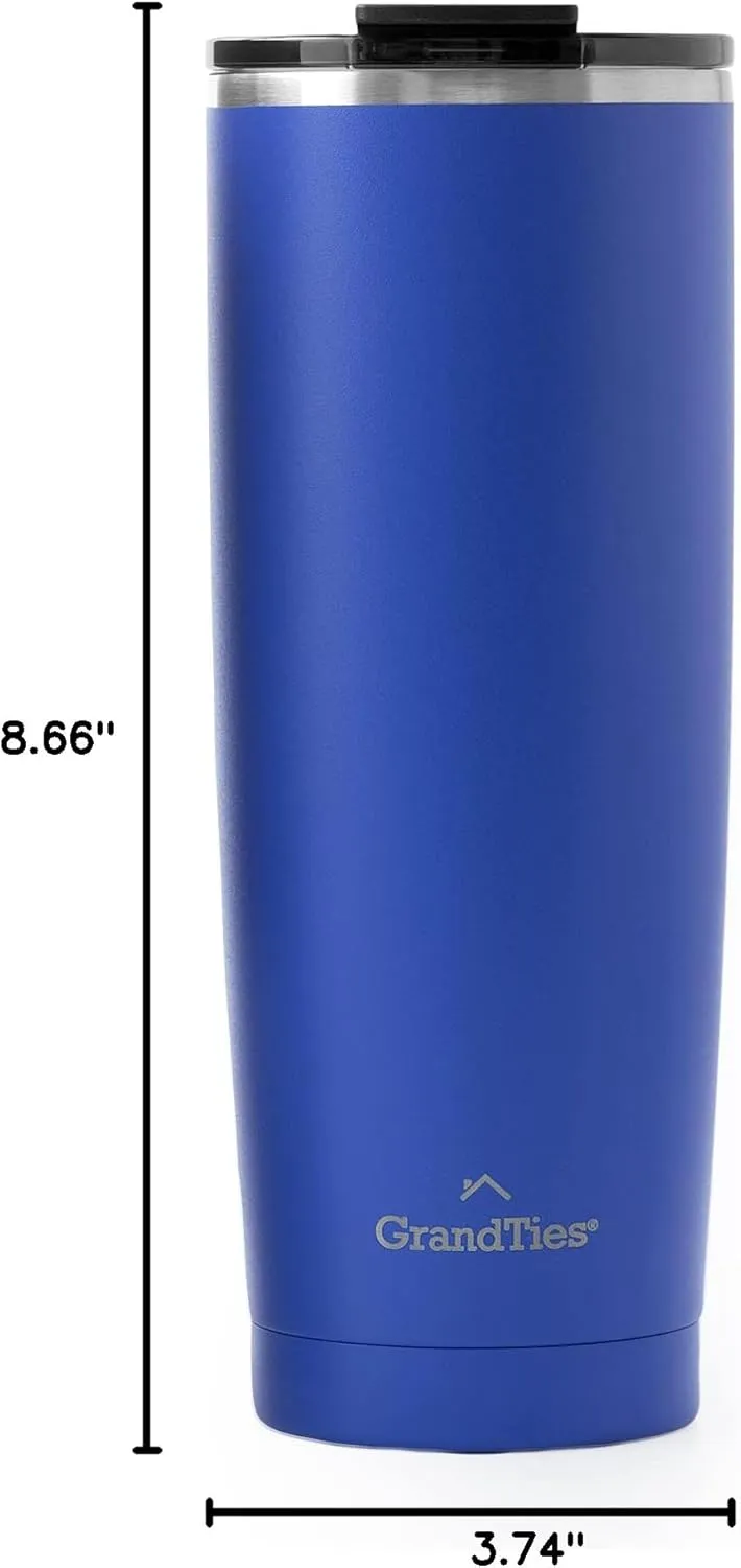 GRANDTIES Insulated Coffee Tumbler Cup w/Tritan Lid | Leak Proof, Reusable, Double Walled Vacuum Stainless Steel Water Bottle Travel Mug | Thermal Cups for Hot and Cold Drinks | 20oz | Periwinkle