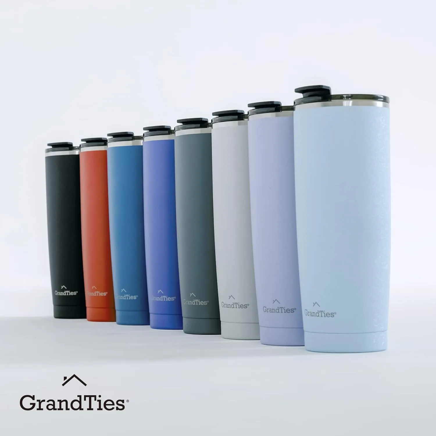 GRANDTIES Insulated Coffee Tumbler Cup w/Tritan Lid | Leak Proof, Reusable, Double Walled Vacuum Stainless Steel Water Bottle Travel Mug | Thermal Cups for Hot and Cold Drinks | 20oz | Periwinkle