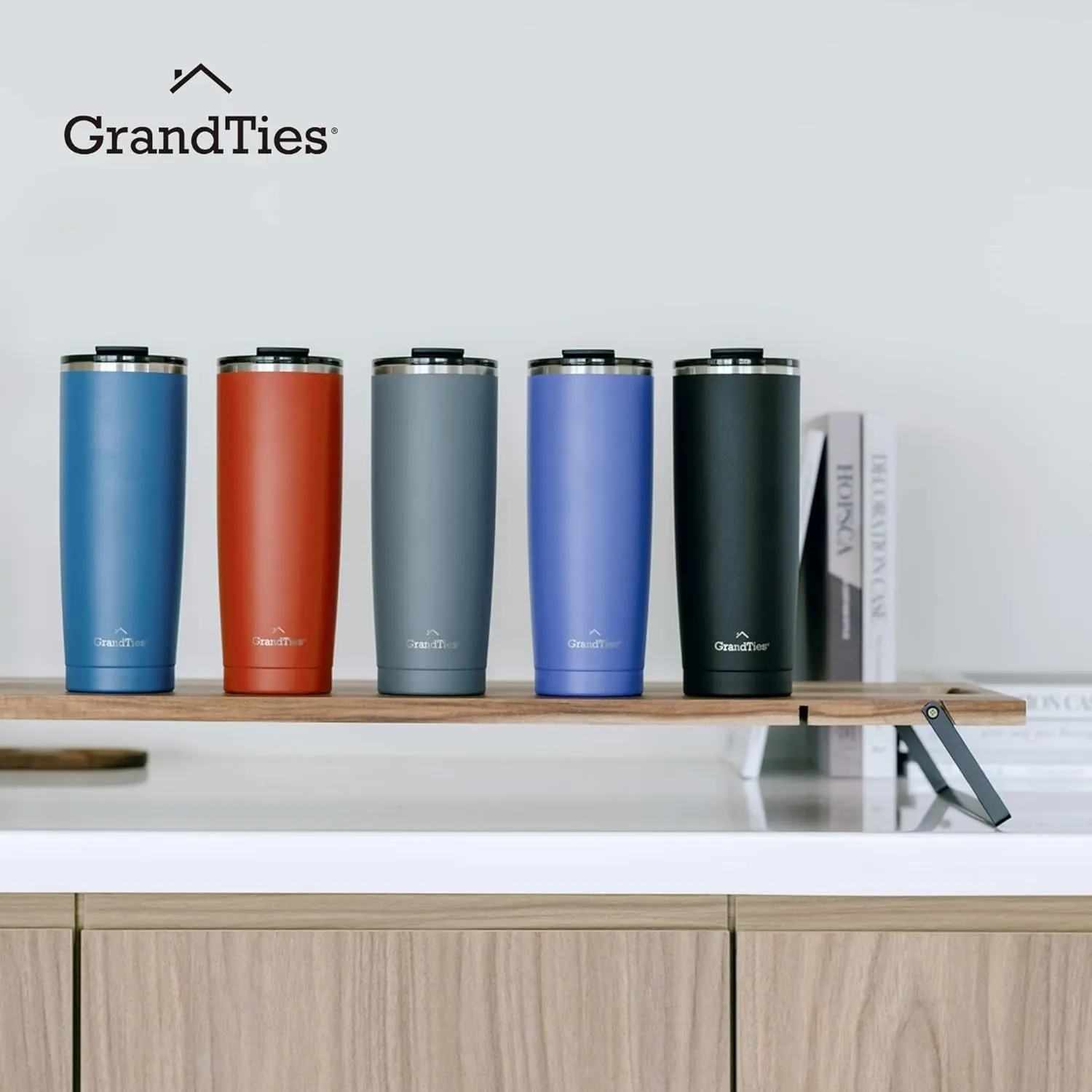 GRANDTIES Insulated Coffee Tumbler Cup w/Tritan Lid | Leak Proof, Reusable, Double Walled Vacuum Stainless Steel Water Bottle Travel Mug | Thermal Cups for Hot and Cold Drinks | 20oz | Periwinkle