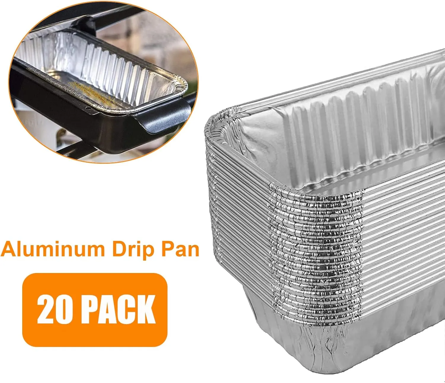 Grease Catcher Pan with 20pcs Aluminum Drip Pan Liner Replacement for CharBroil Performance 463331221 463365021 463448021 TRU Infrared 4-Burner Gas Grill,for Char-Broil 9328812P06 G416-0015-W1,20 Pack