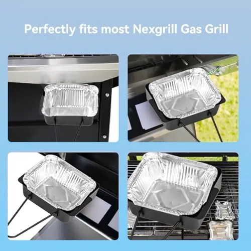 Grease Cup Drip Pan for Nexgrill 720-0830H 720-0830D 720-0896, Grease Tray Replacement Grill Catcher Drip Pan Box for 720-0882A 720-0888S 720-0898 for Cuisinart CGG-7400, 15pack Aluminum Foil Liner