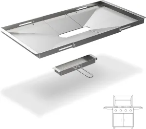 Grease Tray for Gas Grill - Adjustable 24"-30" Universal Drip Pan Dyna Glo Grill Replacement Parts, for Nexgrill, Expert Grill, Kenmore, BHG and More, Stainless Steel Grill Tray Replacement Parts