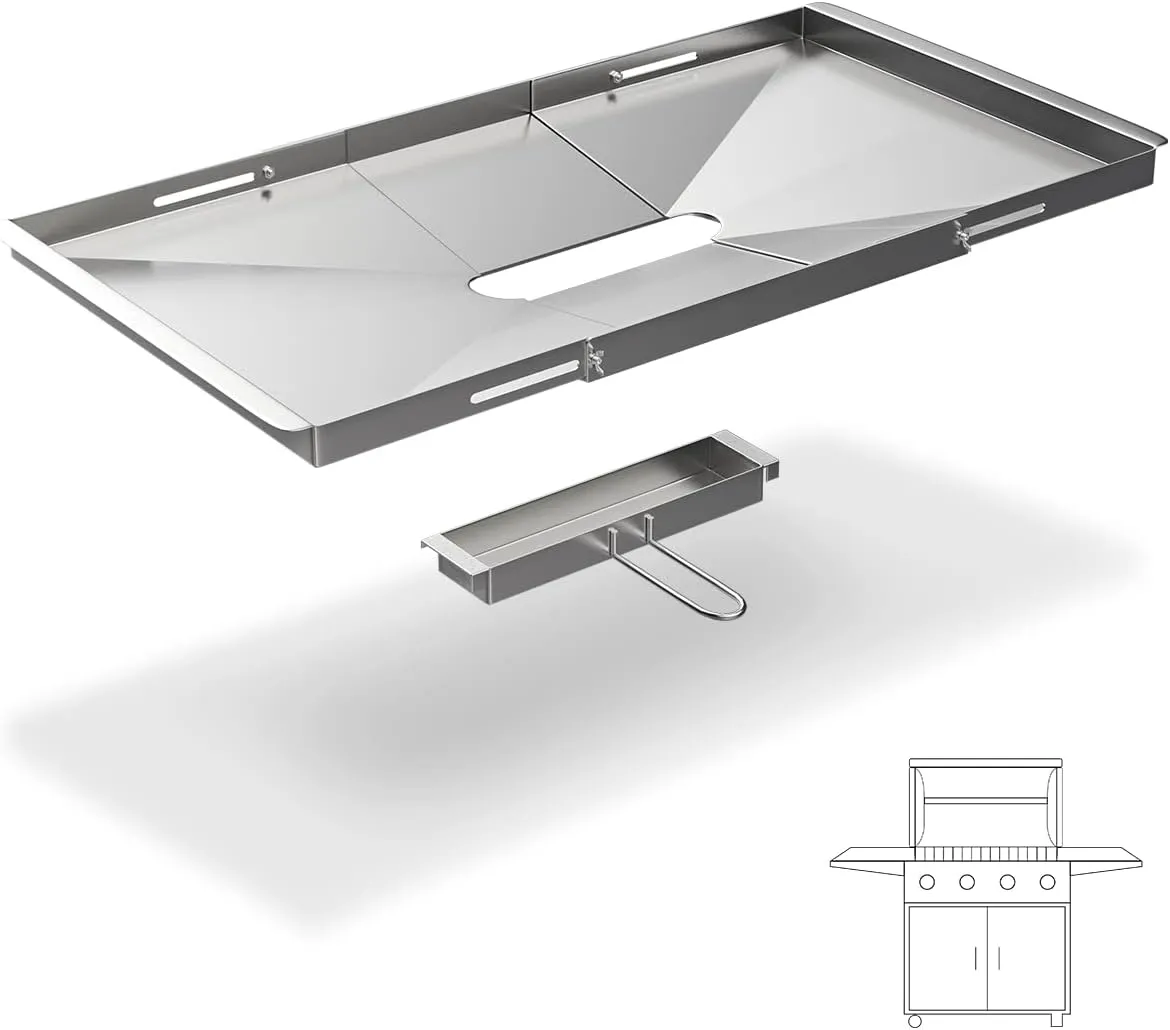 Grease Tray for Gas Grill - Adjustable 24"-30" Universal Drip Pan Dyna Glo Grill Replacement Parts, for Nexgrill, Expert Grill, Kenmore, BHG and More, Stainless Steel Grill Tray Replacement Parts