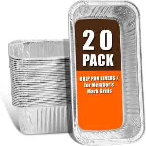 Grease Tray Liner for Members Mark 4-Burner & Pro-Series 5-Burner Flat Top Gas Griddle Drip Pan Accessories, Disposable Grease Container for SAMS Club 36" Griddle Aluminum Foil Liner, 20 Pack