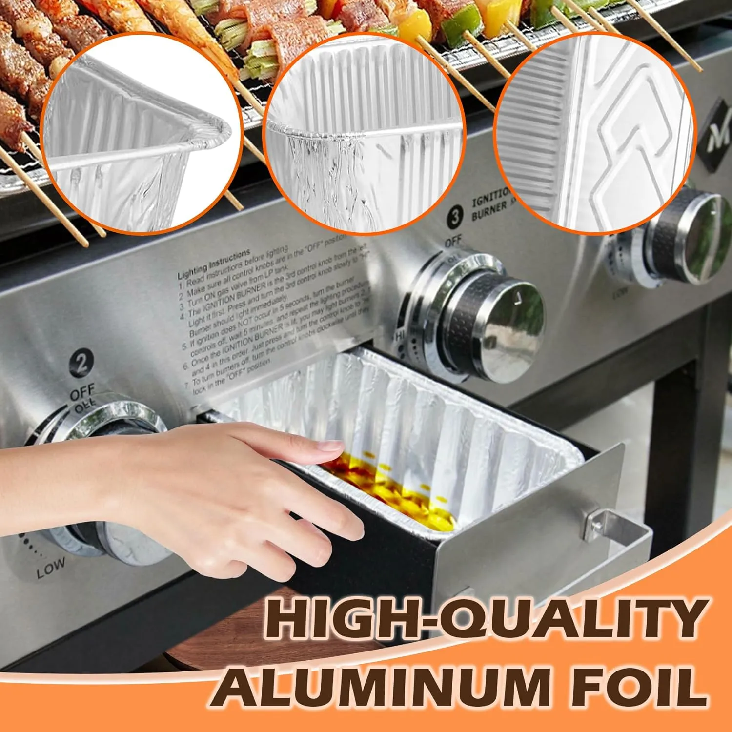 Grease Tray Liner for Members Mark 4-Burner & Pro-Series 5-Burner Flat Top Gas Griddle Drip Pan Accessories, Disposable Grease Container for SAMS Club 36" Griddle Aluminum Foil Liner, 20 Pack