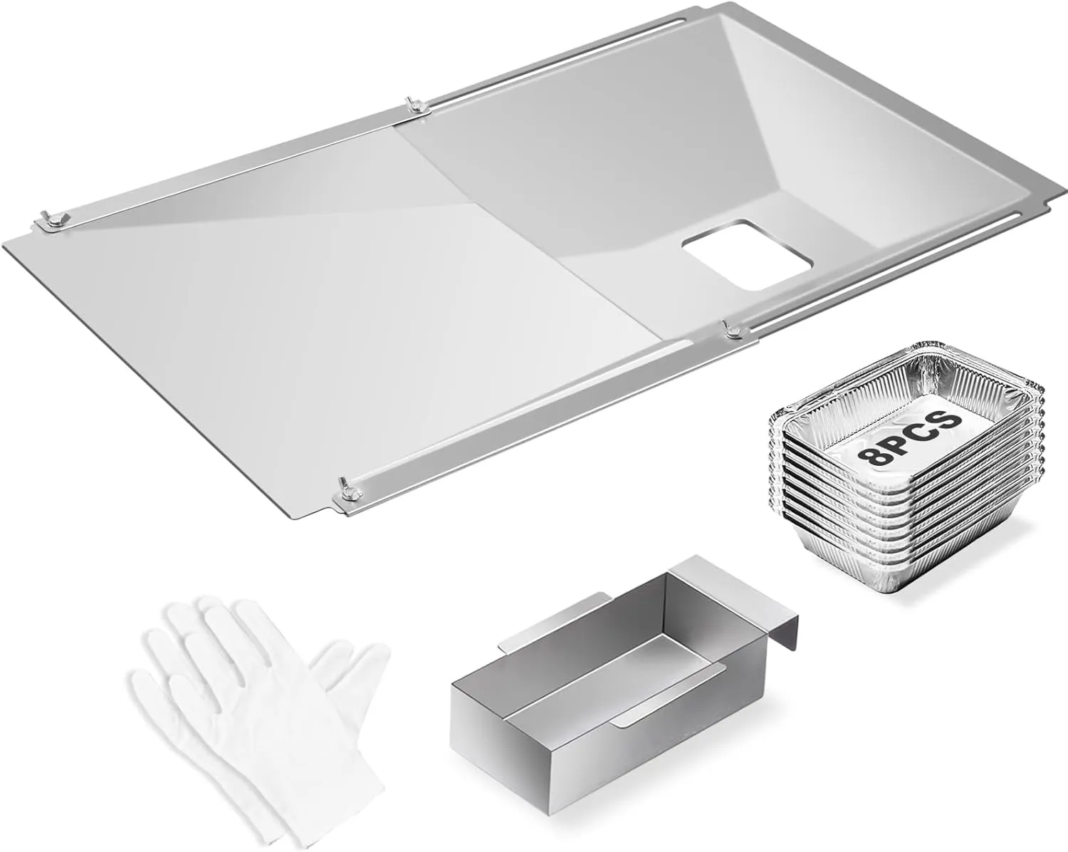 Grease Tray with Catch Pan and Foil Liner, Adjustable Drip Pan for 3/4/5 Gas Grill Models from Dyna Glo, Nexgrill, Expert Grill, Kenmore, Charbroil, BHG and More Grill Replacement Parts.