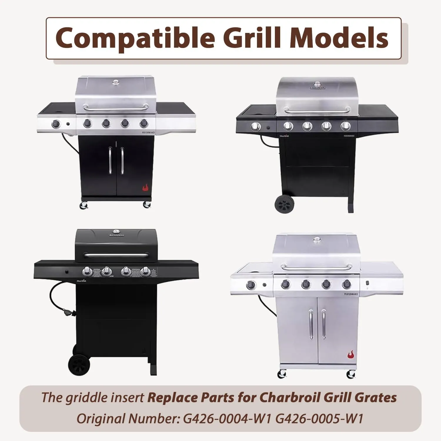 Griddle Insert for Charbroil Performance Gas Grill 4 Burner, Flat Top Griddle for Char-broil 463354021 463365021 463365522 463366022 Replacement Parts for G426-0004-W1 G426-0005-W1 Grates