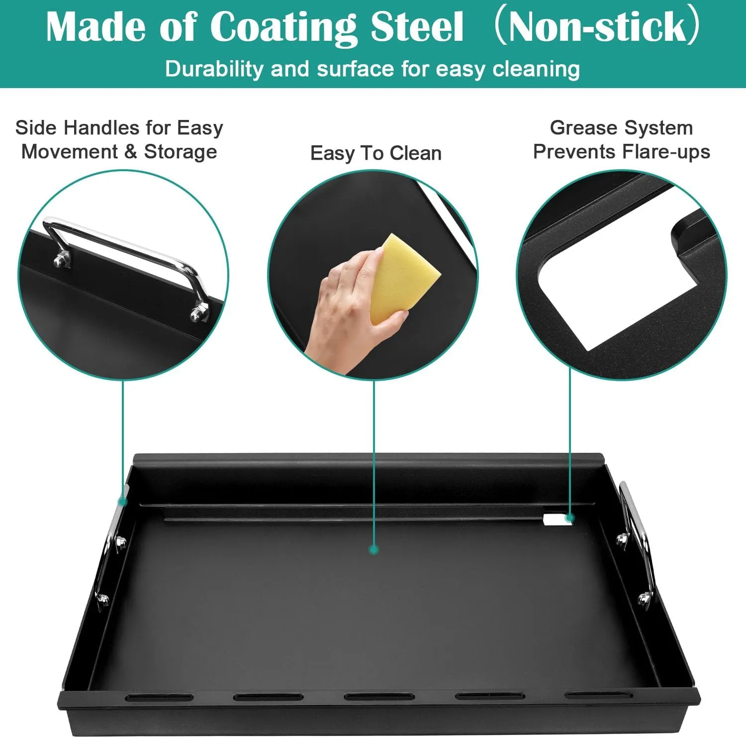Griddle Inserts for Chargriller, Flat Top Griddle for Char-griller 5050, 3001, 5650, 3030, 3725, King griller 3008, 5252 Grill Models, Replacement Part for Char grille Grates, Carbon Steel