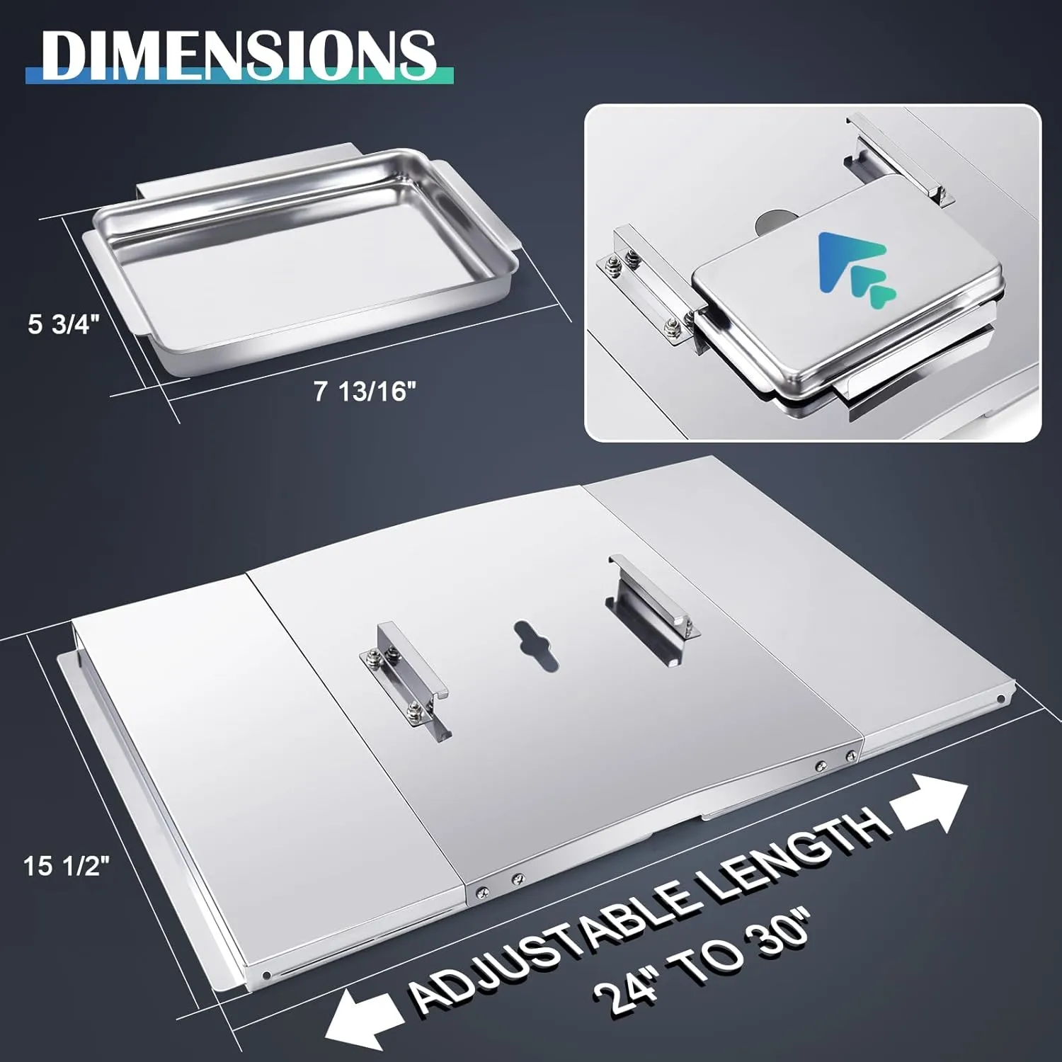 Grill Grease Tray Replacement Parts for Dyna Glo and Backyard Grill Parts, Adjustable 24''-30'' DGF493BNP Drip Pan, BY13-101-001-12 Drip Pan, Cooking Grates, Heat Plates Shields for Dyna Glo 4 Burner.