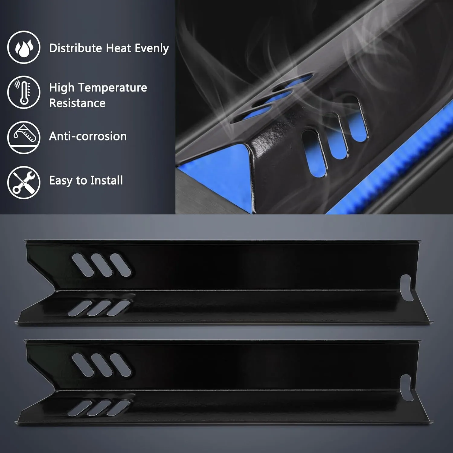 Grill Replacement Parts for Dyna Glo DGF493BNP, DGF510SBP, Backyard Grill BY13-101-001-12, BY14-101-001-02 and BHG Grill Parts, Adjustable 24''-30'' Grease Tray, Heat Plates for Dyna Glo 4 Burner.