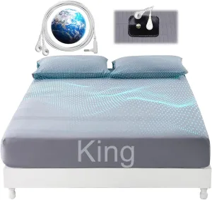 Grounding Sheets for Bed King Earthing Fitted Sheet 10% Silver & 90% Organic Cotton Conductive Bed Sheets Kit Earth Connected for Pain Relief Sleep Therapy with Grounding Cord (76"X 80"X 15" Gray)