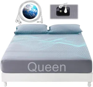 Grounding Sheets for Bed Queen Earthing Fitted Sheet 10% Silver & 90% Organic Cotton Conductive Bed Sheets Kit Earth Connected for Pain Relief Sleep Therapy with Grounding Cord (60"X 80"X 15" Gray)