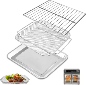 GWY Baking Tray Basket Wire Rack Set for Emeril Lagasse 26 QT Convection Toaster Oven Extra Large Air Fryer With French Doors Tray Set Accessories Grill Plate Crisper Plate Replacement Parts